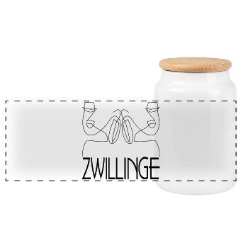 Zwillinge Geschwister Frauen - Panorama Keksdose mit Holzdeckel - Weiß - Vorne