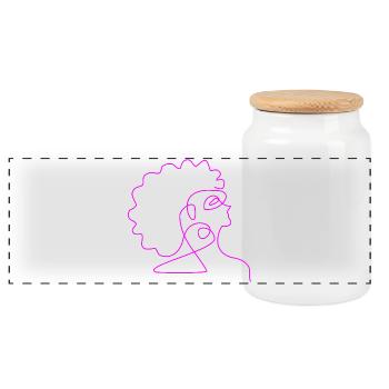 Line Art Femme Afro Minimaliste - Boîte à biscuits avec couvercle en bois - blanc - Devant