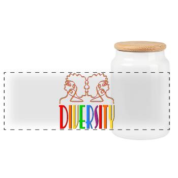 DIVERSITY WOMEN RAINBOW - Panoramic Cookie Jar with Wooden Lid - white - Front