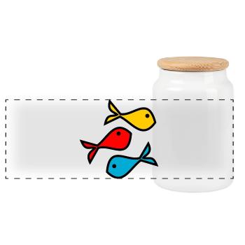 FISCH. SARDINE. APRILSCHERZ. MEER. OZEAN - Panorama Keksdose mit Holzdeckel - Weiß - Vorne