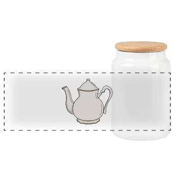 Tea Lover - Panoramic Cookie Jar with Wooden Lid - white - Front