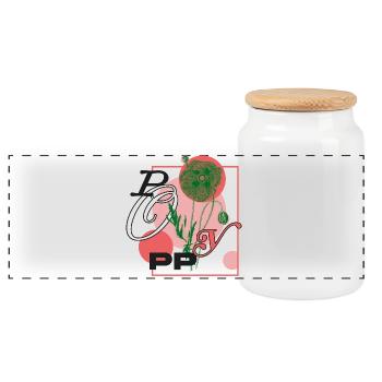 Botanische Mohn-Poesie - Panorama Keksdose mit Holzdeckel - Weiß - Vorne