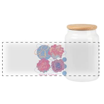 Regina Florum – Design de rose inhabituel - Boîte à biscuits avec couvercle en bois - blanc - Devant