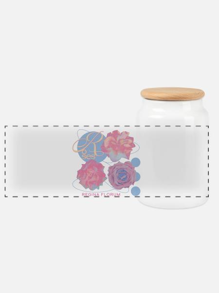 Regina Florum – Ausgefallenes Rosendesign - Panorama Keksdose mit Holzdeckel - Weiß