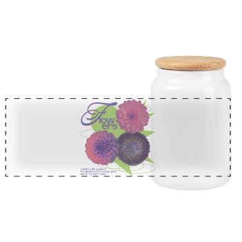 Floral Vision Statement - Panorama Keksdose mit Holzdeckel - Weiß - Vorne