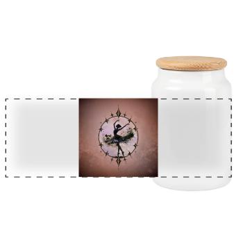 Danseuse dansante - Boîte à biscuits avec couvercle en bois - blanc - Devant