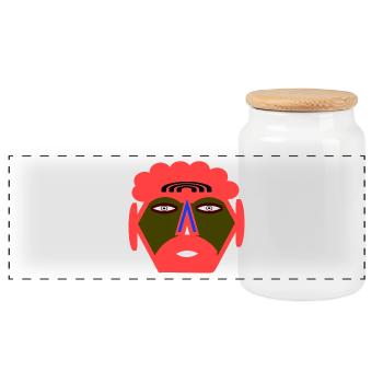 Agile - Panoramic Cookie Jar with Wooden Lid - white - Front