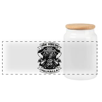 Valhalla Warrior Vision - Panoramic Cookie Jar with Wooden Lid - white - Front