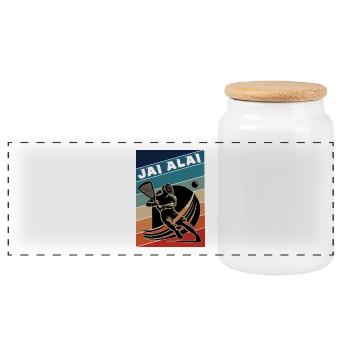 Retro Jai Alai – Élégance et Vitesse - Boîte à biscuits avec couvercle en bois - blanc - Devant