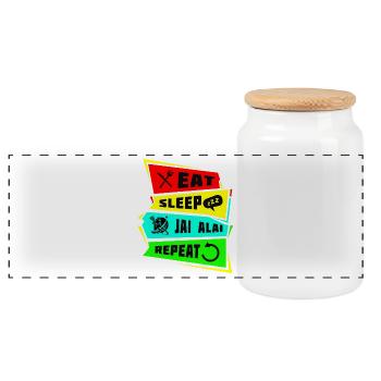 Manger dormir Jai Alai Répéter - Boîte à biscuits avec couvercle en bois - blanc - Devant