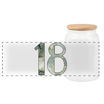 18th birthday Eighteen - Panoramic Cookie Jar with Wooden Lid - white - Front