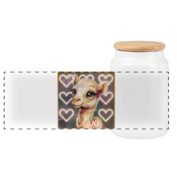 L’amour des chameaux - Boîte à biscuits avec couvercle en bois - blanc - Devant