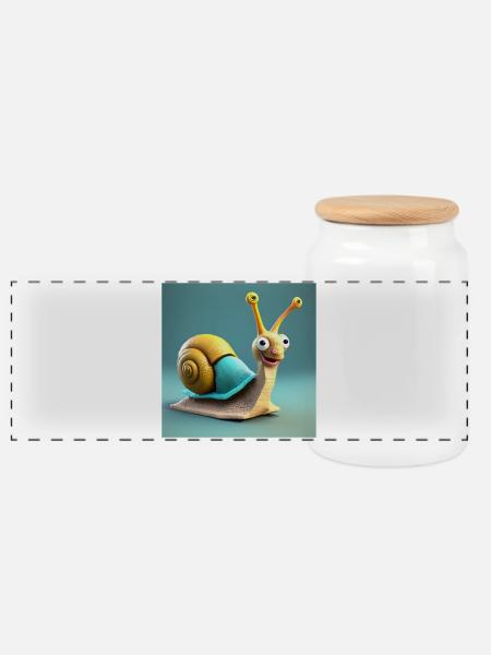 Schnecke, Schnecke, Schnecke - Panorama Keksdose mit Holzdeckel - Weiß