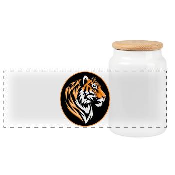 Portrait de tigre - Boîte à biscuits avec couvercle en bois - blanc - Devant