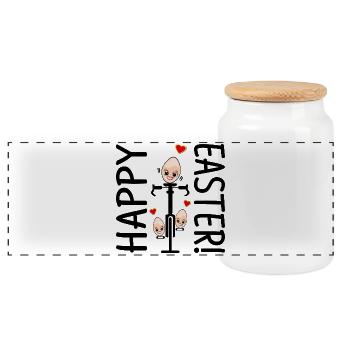 ŒUFS DE PÂQUES - CYCLING FAMILY - Boîte à biscuits avec couvercle en bois - blanc - Devant