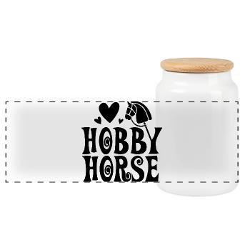 Hobby Horse - Hobby Horse - Riding - Gift - Panoramic Cookie Jar with Wooden Lid - white - Front
