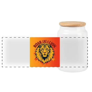 Roar like a Lion - Boîte à biscuits avec couvercle en bois - blanc - Devant
