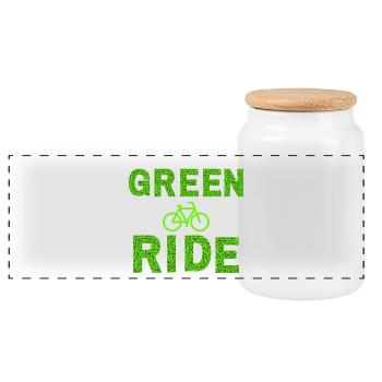 GREEN RIDE - Panoramic Cookie Jar with Wooden Lid - white - Front