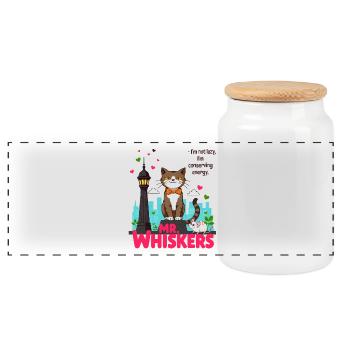Mr Whiskers - Boîte à biscuits avec couvercle en bois - blanc - Devant