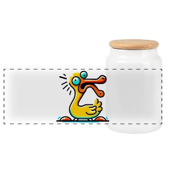 Canard fou - Boîte à biscuits avec couvercle en bois - blanc - Devant
