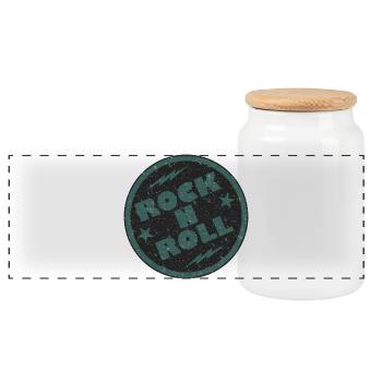 Retro Rock and Roll Abzeichen Design - Panorama Keksdose mit Holzdeckel - Weiß - Vorne