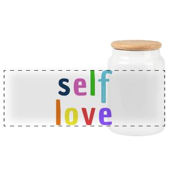 self love - Panorama Keksdose mit Holzdeckel - Weiß - Vorne