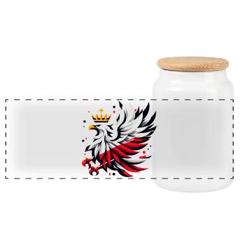 Pologne Polska Aigle Drapeau Géométrie Cadeau - Boîte à biscuits avec couvercle en bois - blanc - Devant