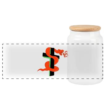 Serpent sur la croix - Boîte à biscuits avec couvercle en bois - blanc - Devant