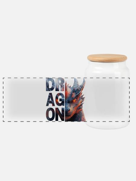 Dragon - Panoramic Cookie Jar with Wooden Lid - white