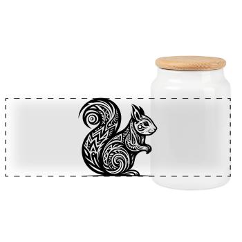 Écureuil tribal - Boîte à biscuits avec couvercle en bois - blanc - Devant