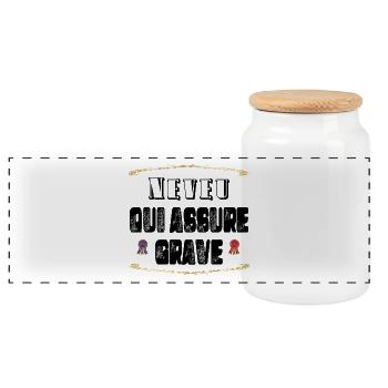 Neveu Qui Assure Grave - Boîte à biscuits avec couvercle en bois - blanc - Devant
