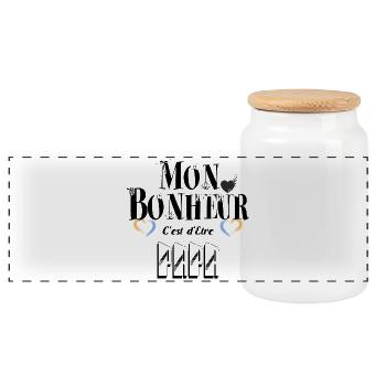 Mon Bonheur C'est d'Etre Papa - Boîte à biscuits avec couvercle en bois - blanc - Devant
