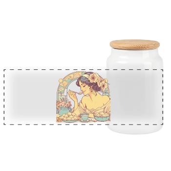 Pelmeni belle femme Art Nouveau Grace cadeau - Boîte à biscuits avec couvercle en bois - blanc - Devant