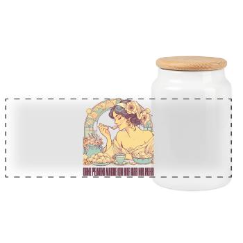 Ohne Pelmeni nix schöne Frau Art Nouveau Geschenk - Panorama Keksdose mit Holzdeckel - Weiß - Vorne