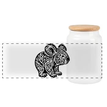 Koala tribal - Boîte à biscuits avec couvercle en bois - blanc - Devant