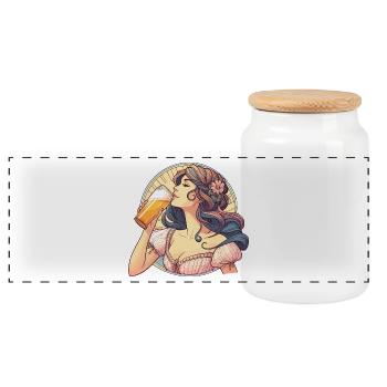 belle femme appréciant la bière cadeau Art nouveau - Boîte à biscuits avec couvercle en bois - blanc - Devant