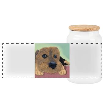 Yeux de chien ou réflexe d’amour - Boîte à biscuits avec couvercle en bois - blanc - Devant