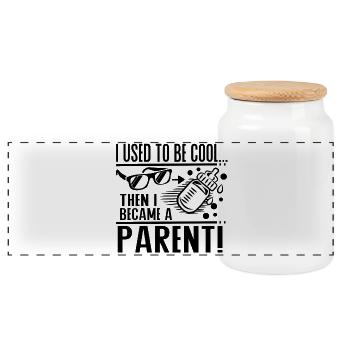 J’étais cool parents Humour Baby Design - Boîte à biscuits avec couvercle en bois - blanc - Devant