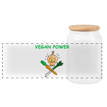 The power of vegans - Panoramic Cookie Jar with Wooden Lid - white - Front