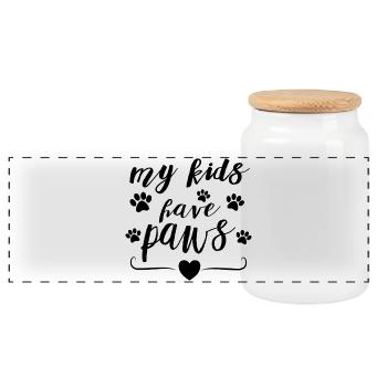 My Kids Have Paws – Pet Parent Statement Design - Panorama Keksdose mit Holzdeckel - Weiß - Vorne