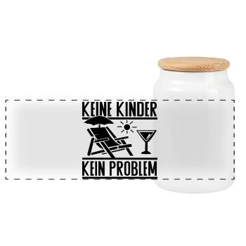 Keine Kinder Kein Problem – Kinderfreier Lifestyle - Panorama Keksdose mit Holzdeckel - Weiß - Vorne
