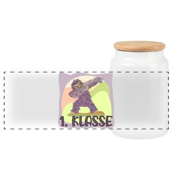 Schulanfang 1. Klasse - Panorama Keksdose mit Holzdeckel - Weiß - Vorne