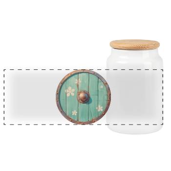 Viking Shield - Panoramic Cookie Jar with Wooden Lid - white - Front