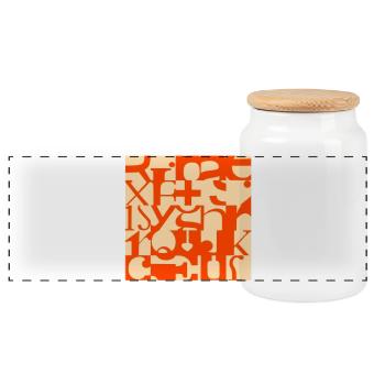 Letter tiles - Panoramic Cookie Jar with Wooden Lid - white - Front