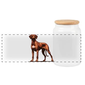 Rhodesian Ridgeback - Panoramic Cookie Jar with Wooden Lid - white - Front
