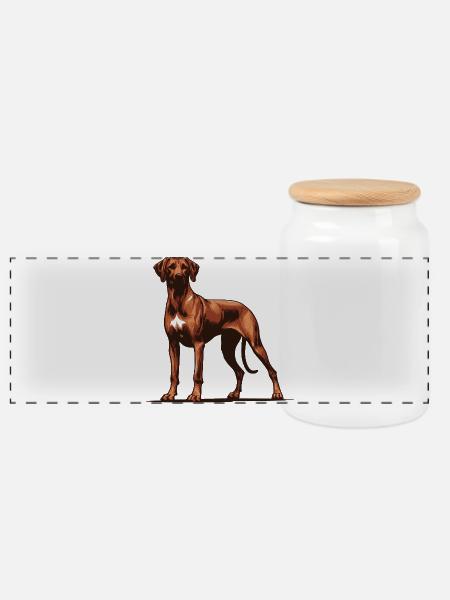 Rhodesian Ridgeback - Panorama Keksdose mit Holzdeckel - Weiß