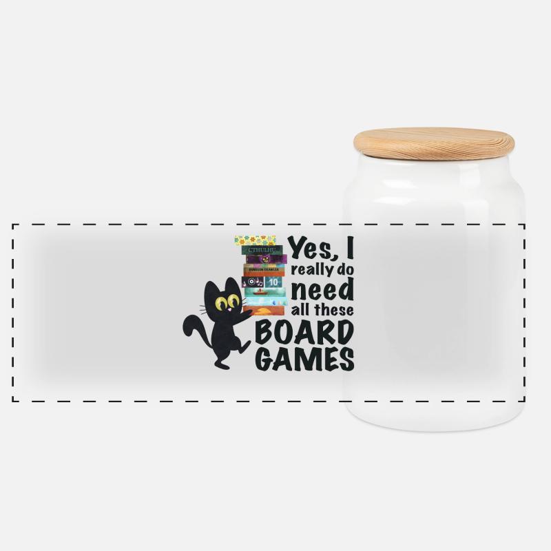 Brettspiel lustig Spruch Katze - Panorama Keksdose mit Holzdeckel - Weiß