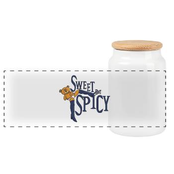 Sweet but spicy - Panoramic Cookie Jar with Wooden Lid - white - Front