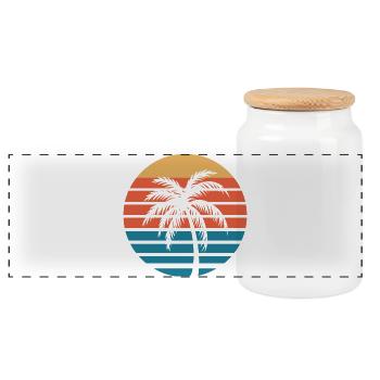 Vintage-Strand-Vibes - Panorama Keksdose mit Holzdeckel - Weiß - Vorne