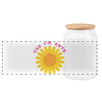 Yes I'm Cute - Kinder Sommer Blumen Design - Panorama Keksdose mit Holzdeckel - Weiß - Vorne